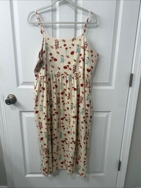 Mata Traders Cream Dress with Red Floral Print